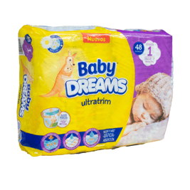 Pañal para bebé tapa 1, Baby dreams, 48u