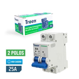 Interruptor termomagnético tipo europeo - breaker - 25 A 2 polos (TR-C65-25A-2P)