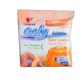 Gelatina de melocotón, sin azúcar añadido,  92 g  