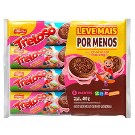 Galleta dulce sandwish, sabor: Chocolate- fresa, 480g (4 paquetes)