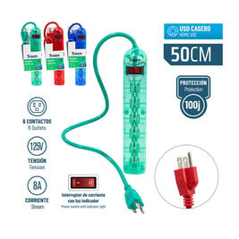  Regleta Eléctrica 6 Contactos 50 cm ( ETR-S1403C)