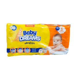 Pañal para bebé etapa 3,Baby dreams, 34u