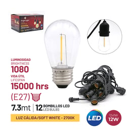 Set de 12 bombillos LED para decorar estilo Vintage (AL-SL73-12L)