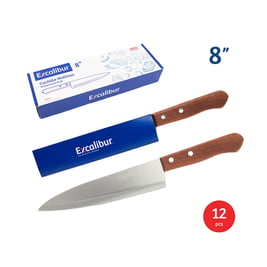 Cuchillo de cocina multiuso 8" con cabo de madera (A151-KF1904-8)