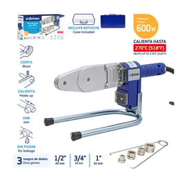 Termofusora con 3 medidas para soldar tuberías de PPR 600 W  (GV-TF-3S)