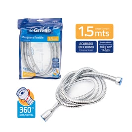 Manguera flexible cromada para ducha - regadera - tipo teléfono 1.5 m (GV-SH-150C)