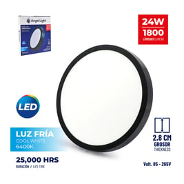 Lámpara Led redonda de sobreponer, negra de 24 W (A105-PB002R-24W-B)